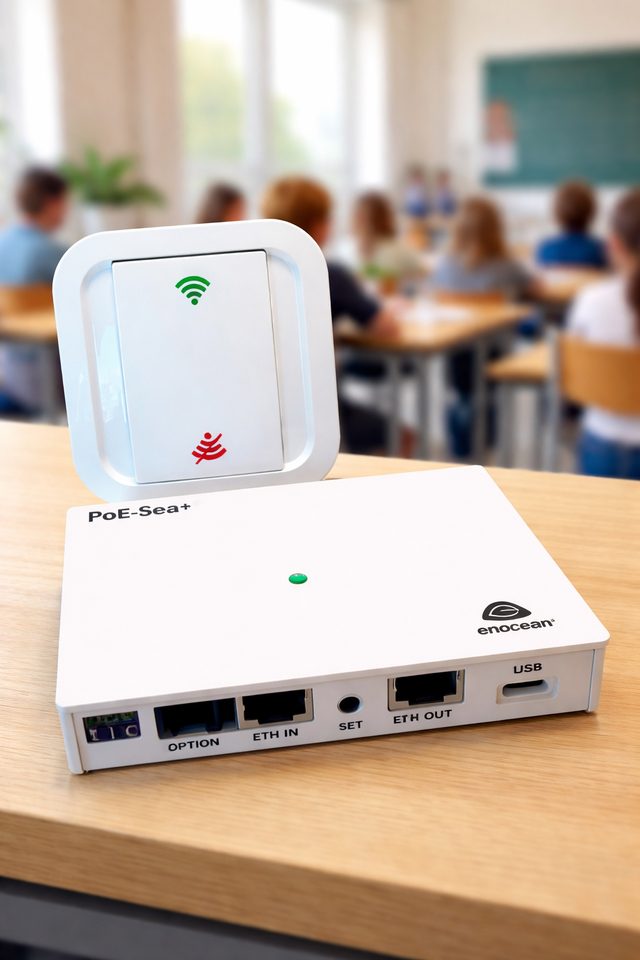 Le PoE-Sea+ et l'interrupteur Wi-Fi dans une classe